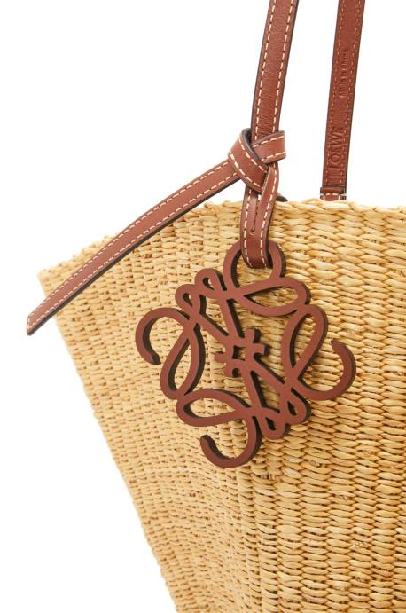 Loewe mujer Bolso cesta concha de hierba elefante y piel de becerro LP6463 natural/pacana