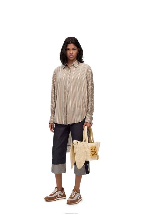 Loewe mujer Bolso cesta conejito pequeño de rafia y piel de becerro LP6478 natural