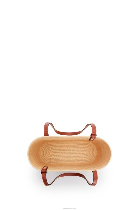 Loewe mujer Bolso cesta cuadrado pequeño de rafia y piel bovina LP6446 natural/pacana