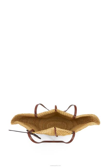 Loewe mujer Bolso cesta pequeño concha de hierba elefante y piel de becerro LP6462 natural/pacana