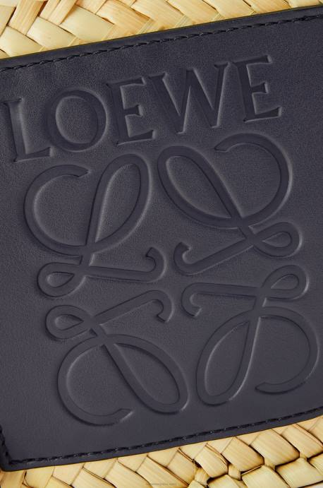 Loewe mujer Bolso cesta pequeño en hoja de palma y piel de becerro LP6481 natural/océano