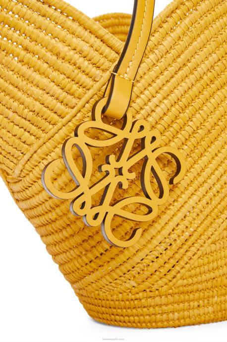 Loewe mujer Bolso cesta petal de rafia y piel bovina LP6440 ocre