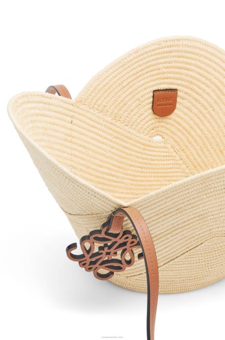 Loewe mujer Bolso cesta petal de rafia y piel bovina LP6461 Bronceado natural