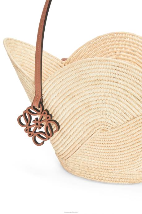 Loewe mujer Bolso cesta petal de rafia y piel bovina LP6461 Bronceado natural
