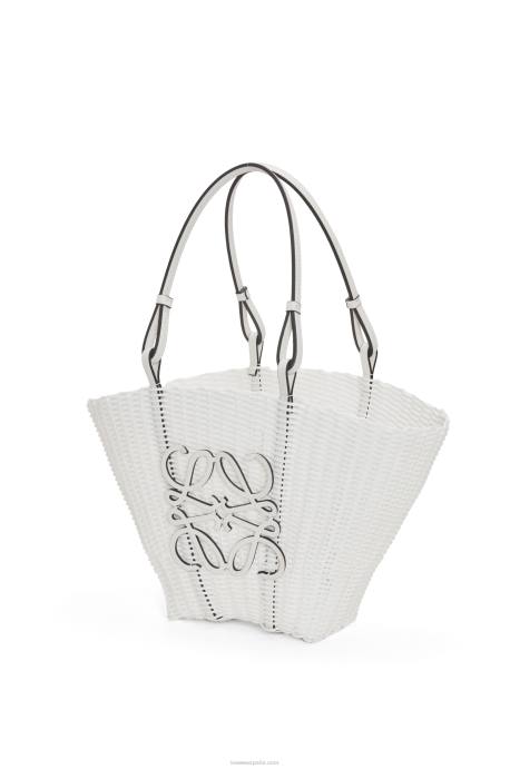 Loewe mujer Bolso cesta sirena de plástico y piel de becerro LP6459 blanco