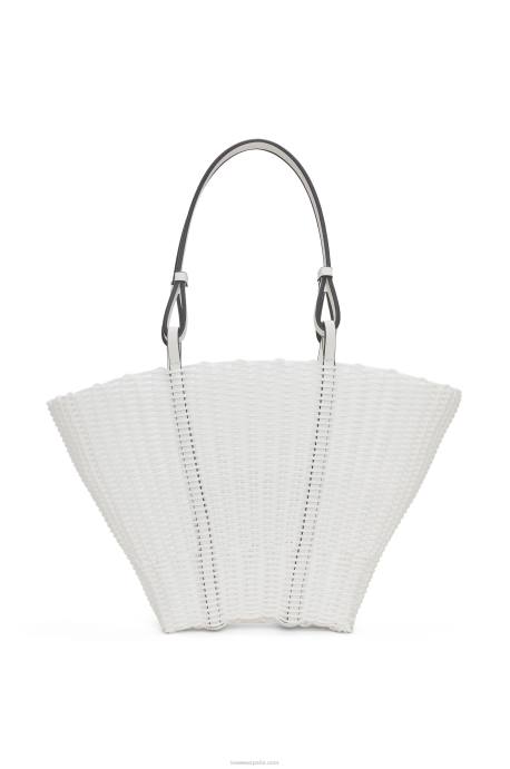 Loewe mujer Bolso cesta sirena de plástico y piel de becerro LP6459 blanco