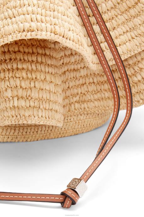 Loewe mujer Bolso volantes globo de rafia y piel bovina LP6439 Bronceado natural