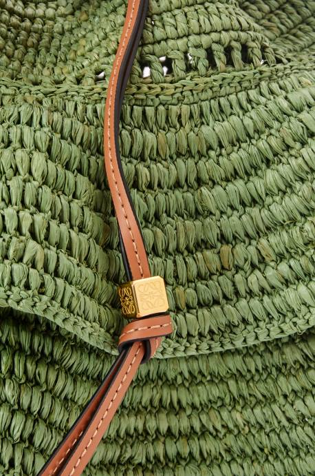 Loewe mujer Bolso volantes globo de rafia y piel bovina LP6466 verde/bronceado