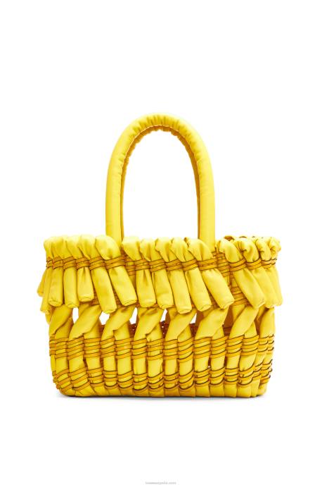 Loewe mujer Cesta tubular pequeña de napa de cordero LP6492 amarillo