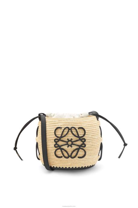 Loewe mujer bolsa colmena en rafia y caucho LP6444 natural/negro