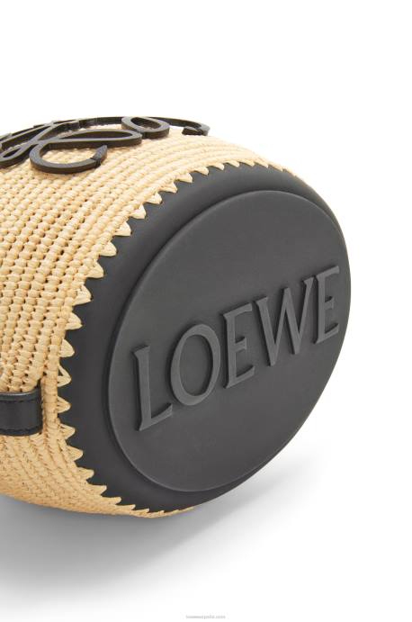 Loewe mujer bolsa colmena en rafia y caucho LP6444 natural/negro