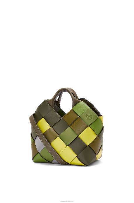 Loewe mujer bolso basket pequeño excedente de cuero tejido en piel de becerro clásica LP64103 verde