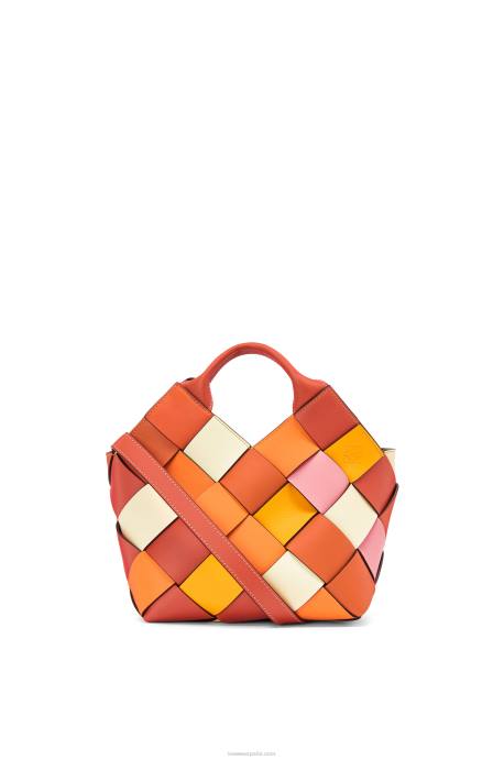 Loewe mujer bolso basket pequeño sobrante tejido de piel de becerro LP64102 naranja