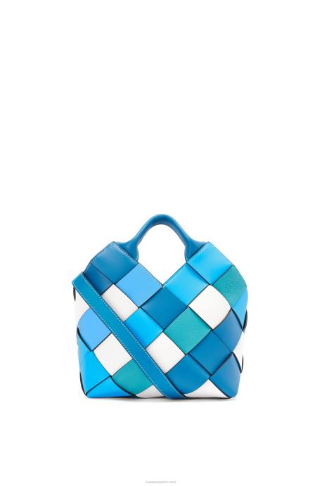 Loewe mujer bolso basket pequeño sobrante tejido de piel de becerro LP64104 azul