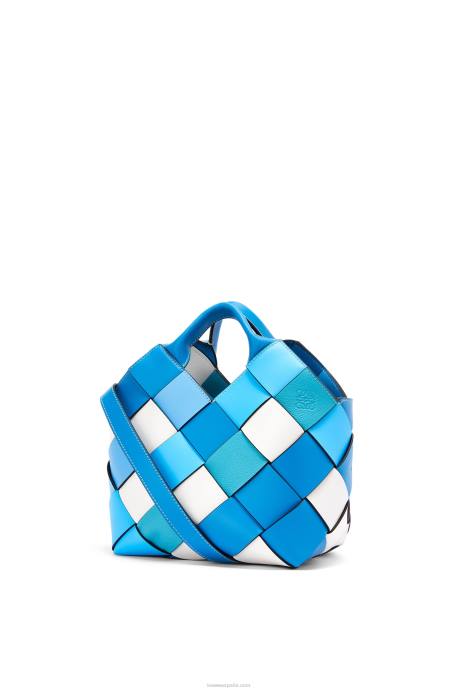 Loewe mujer bolso basket pequeño sobrante tejido de piel de becerro LP64104 azul