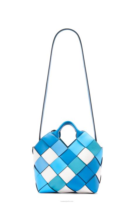 Loewe mujer bolso basket pequeño sobrante tejido de piel de becerro LP64104 azul