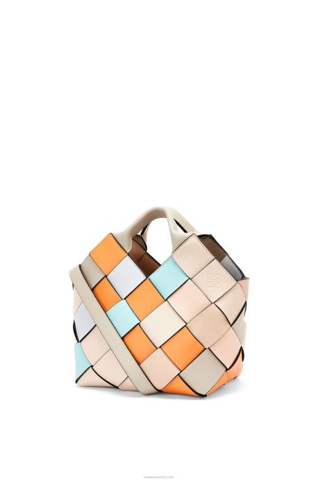 Loewe mujer bolso basket pequeño sobrante tejido de piel de becerro LP64105 albaricoque/oro