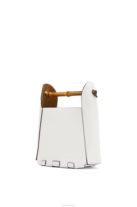 Loewe mujer bolso bombonera de bambú en piel de becerro LP64178 blanco suave