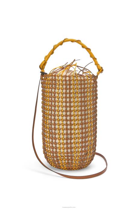 Loewe mujer bolso bombonera de malla de piel de becerro LP64183 bronceado/amarillo