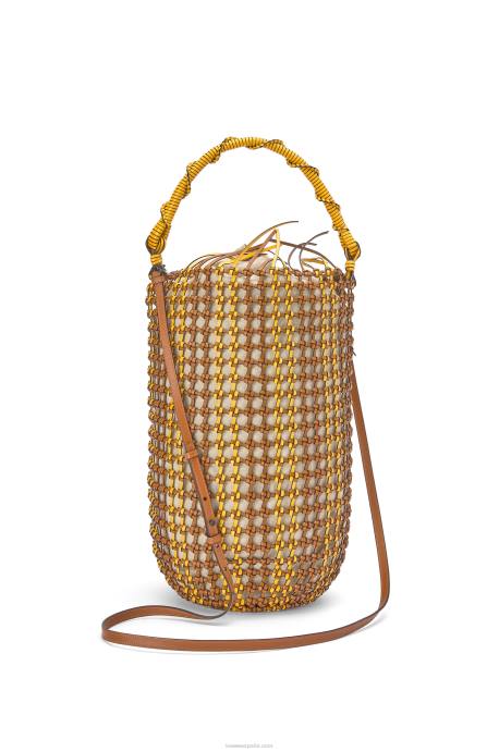 Loewe mujer bolso bombonera de malla de piel de becerro LP64183 bronceado/amarillo