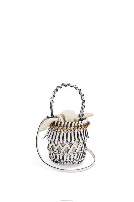 Loewe mujer bolso bombonera pequeño con flecos de piel de becerro LP64131 blanco
