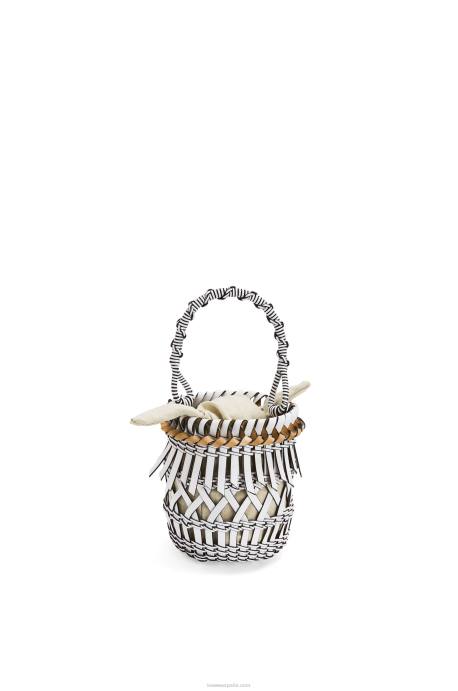 Loewe mujer bolso bombonera pequeño con flecos de piel de becerro LP64131 blanco
