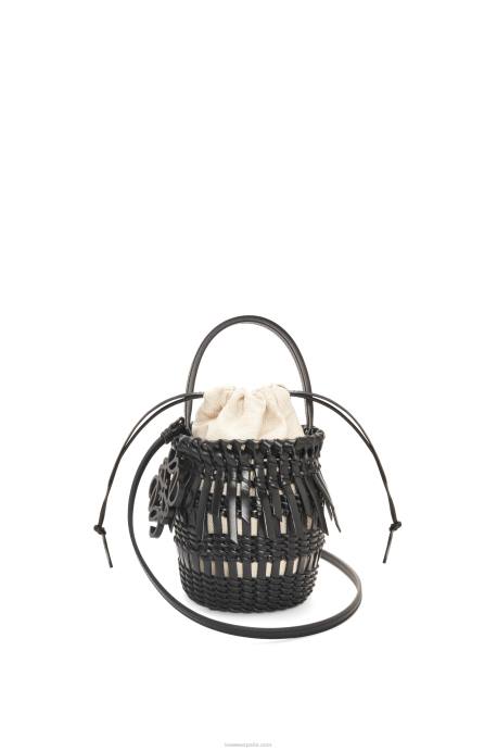 Loewe mujer bolso bombonera pequeño con flecos de piel de becerro LP6488 negro