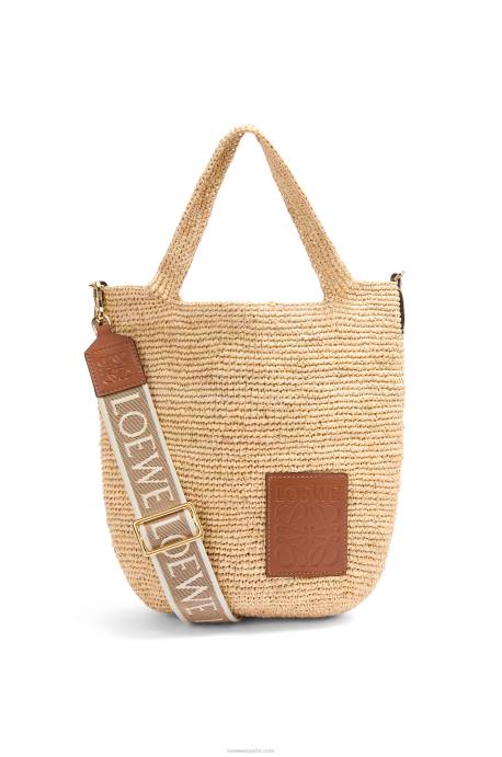Loewe mujer bolso mini con abertura en rafia y piel de becerro LP6410 Bronceado natural