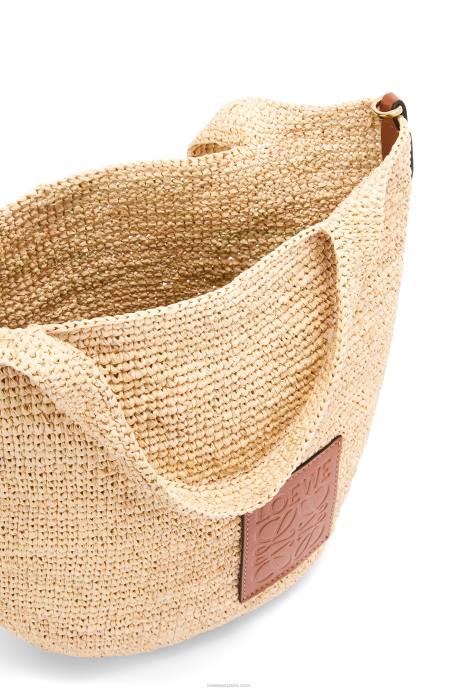 Loewe mujer bolso mini con abertura en rafia y piel de becerro LP6410 Bronceado natural