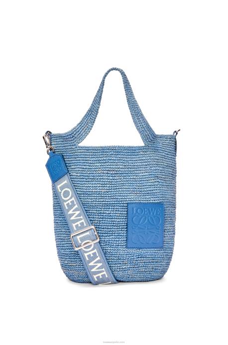 Loewe mujer bolso mini con abertura en rafia y piel de becerro LP644 azul mezclilla