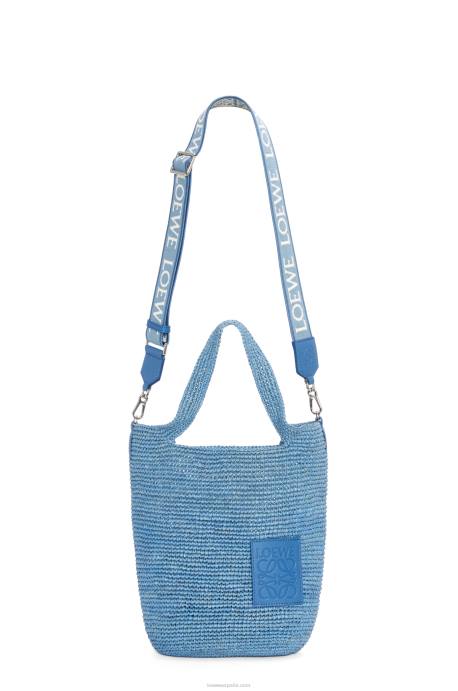 Loewe mujer bolso mini con abertura en rafia y piel de becerro LP644 azul mezclilla