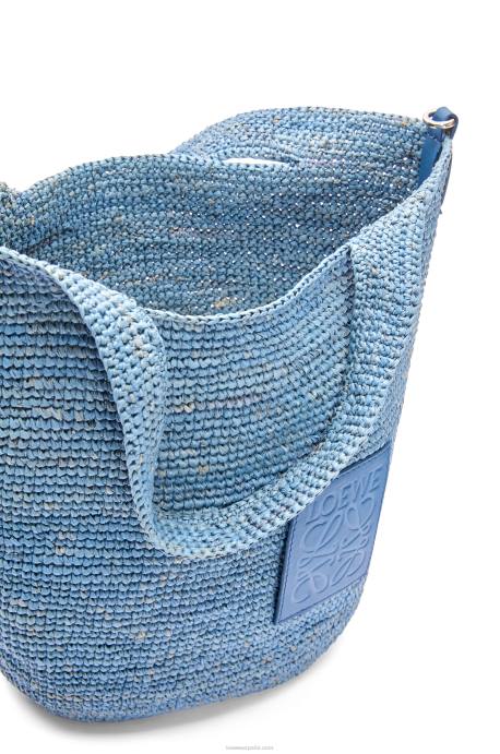Loewe mujer bolso mini con abertura en rafia y piel de becerro LP644 azul mezclilla