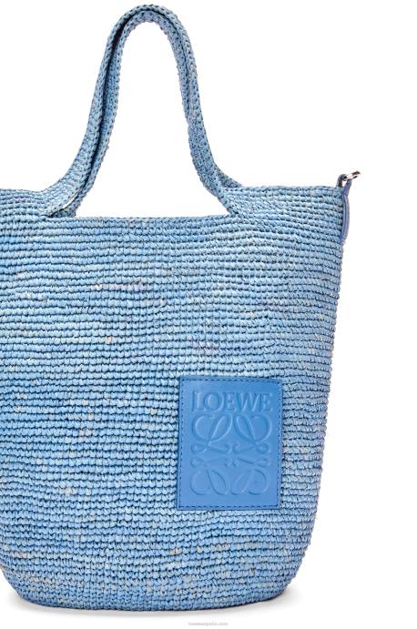 Loewe mujer bolso mini con abertura en rafia y piel de becerro LP644 azul mezclilla