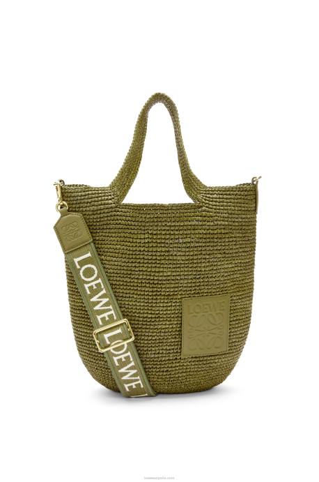 Loewe mujer bolso mini con abertura en rafia y piel de becerro LP649 aceituna