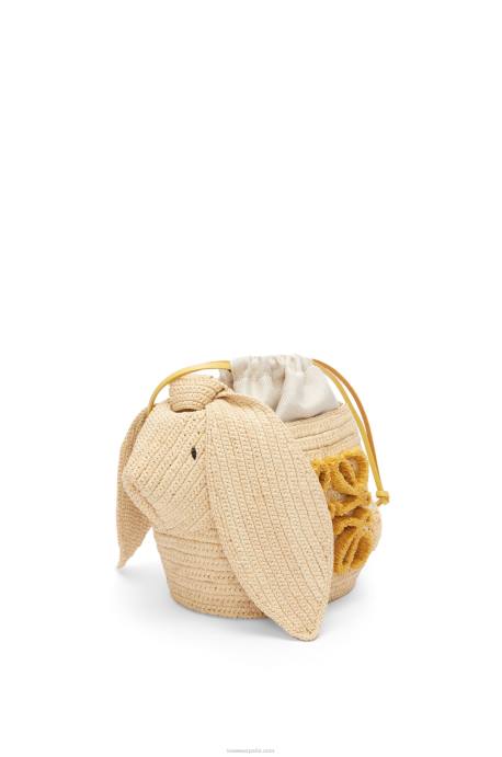 Loewe mujer cubo conejito de rafia y piel de becerro LP6498 natural