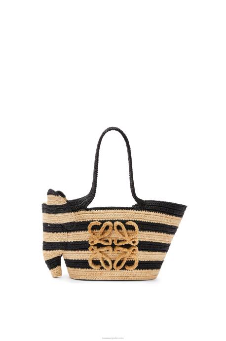 Loewe mujer pequeña cesta de elefante en rafia LP64107 natural/negro