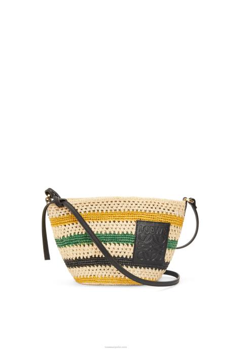 Loewe mujer pochette de rafia a rayas y piel de becerro LP6425 natural/multicolor
