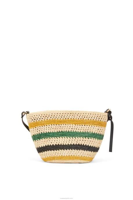 Loewe mujer pochette de rafia a rayas y piel de becerro LP6425 natural/multicolor