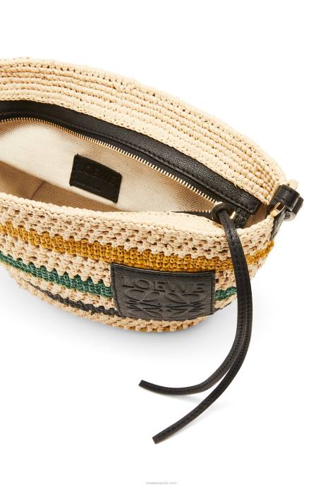 Loewe mujer pochette de rafia a rayas y piel de becerro LP6425 natural/multicolor