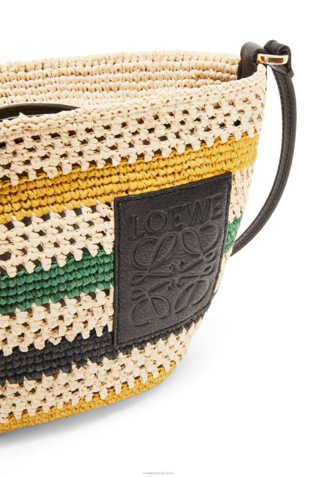 Loewe mujer pochette de rafia a rayas y piel de becerro LP6425 natural/multicolor