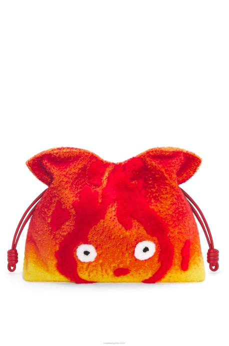 Loewe mujer Clutch calcifer xl flamenca en borrego LP64444 rojo
