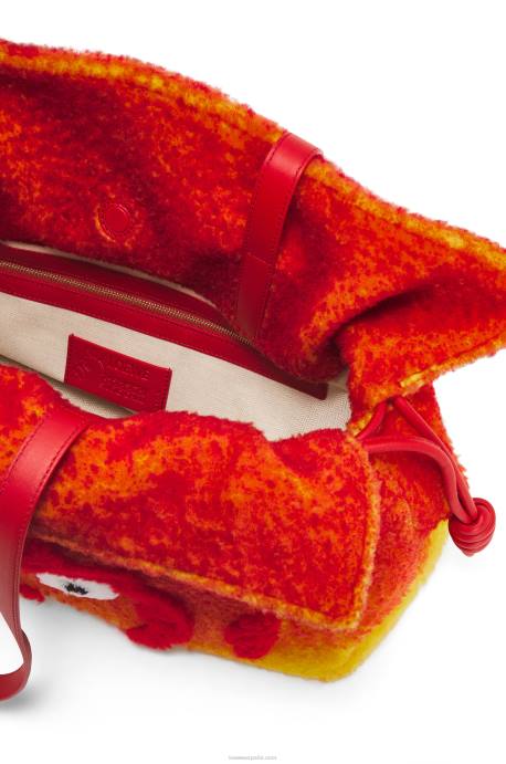 Loewe mujer Clutch calcifer xl flamenca en borrego LP64444 rojo
