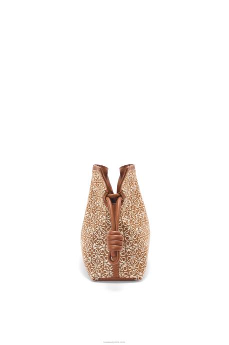 Loewe mujer bolso de mano flamenca en jacquard anagrama y piel de becerro LP64486 bronceado/pacana