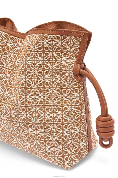 Loewe mujer bolso de mano flamenca en jacquard anagrama y piel de becerro LP64486 bronceado/pacana