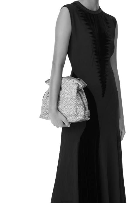 Loewe mujer bolso de mano flamenca en jacquard anagrama y piel de becerro LP64607 verde/verde aguacate