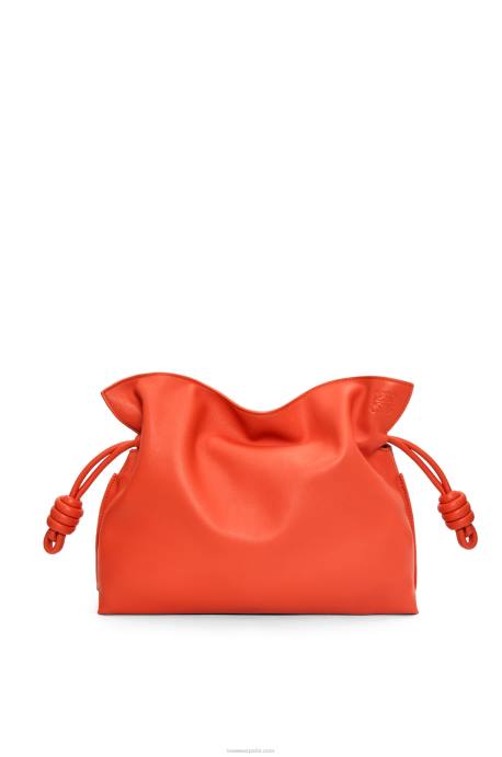Loewe mujer bolso de mano flamenco de piel de becerro napa LP64356 amanecer naranja
