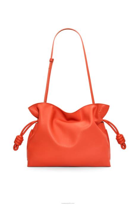 Loewe mujer bolso de mano flamenco de piel de becerro napa LP64356 amanecer naranja