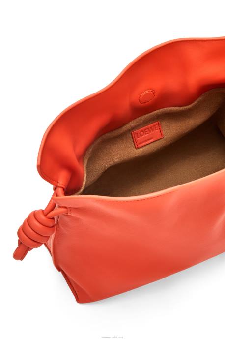 Loewe mujer bolso de mano flamenco de piel de becerro napa LP64356 amanecer naranja