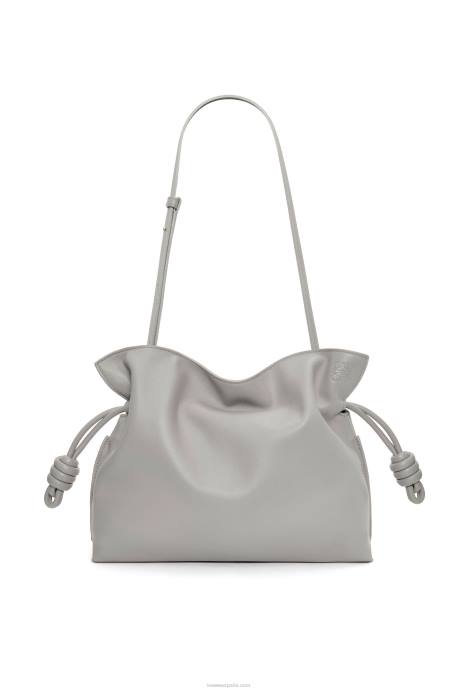 Loewe mujer bolso de mano flamenco de piel de becerro napa LP64358 Perla gris