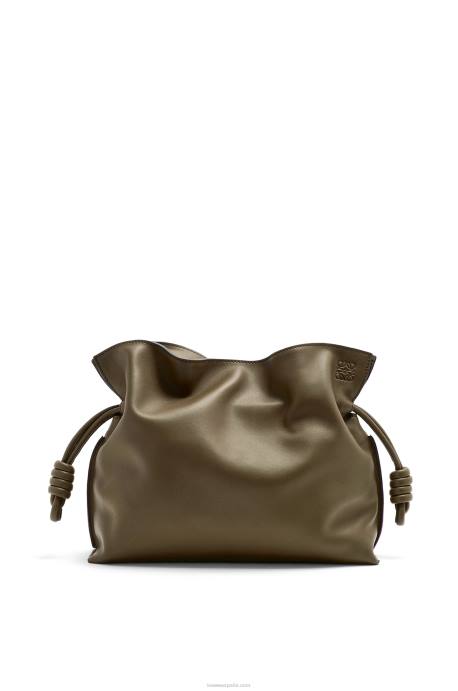 Loewe mujer bolso de mano flamenco de piel de becerro napa LP64359 verde caqui oscuro